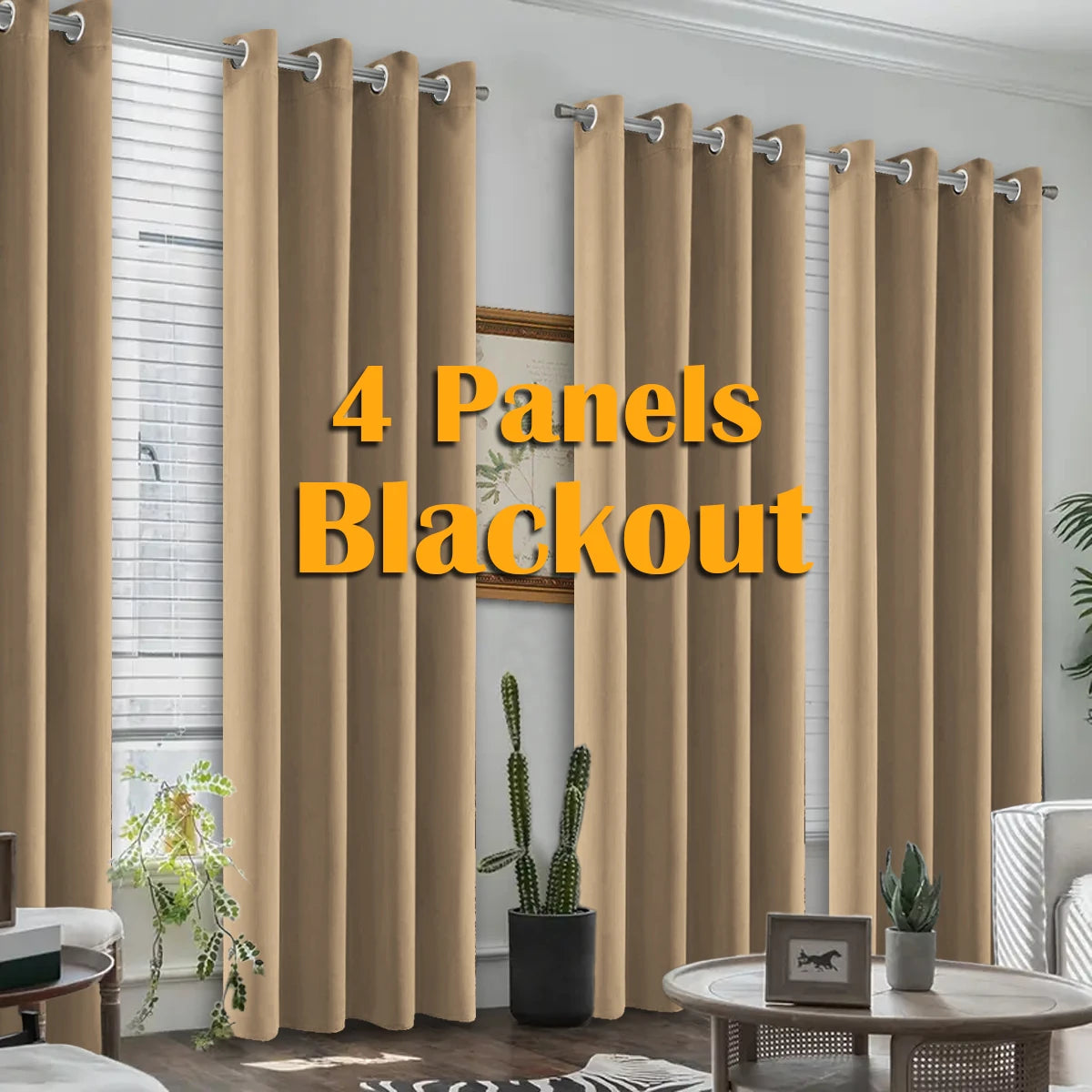 Heat Insulated Blackout Grommet Polyester Curtain Set