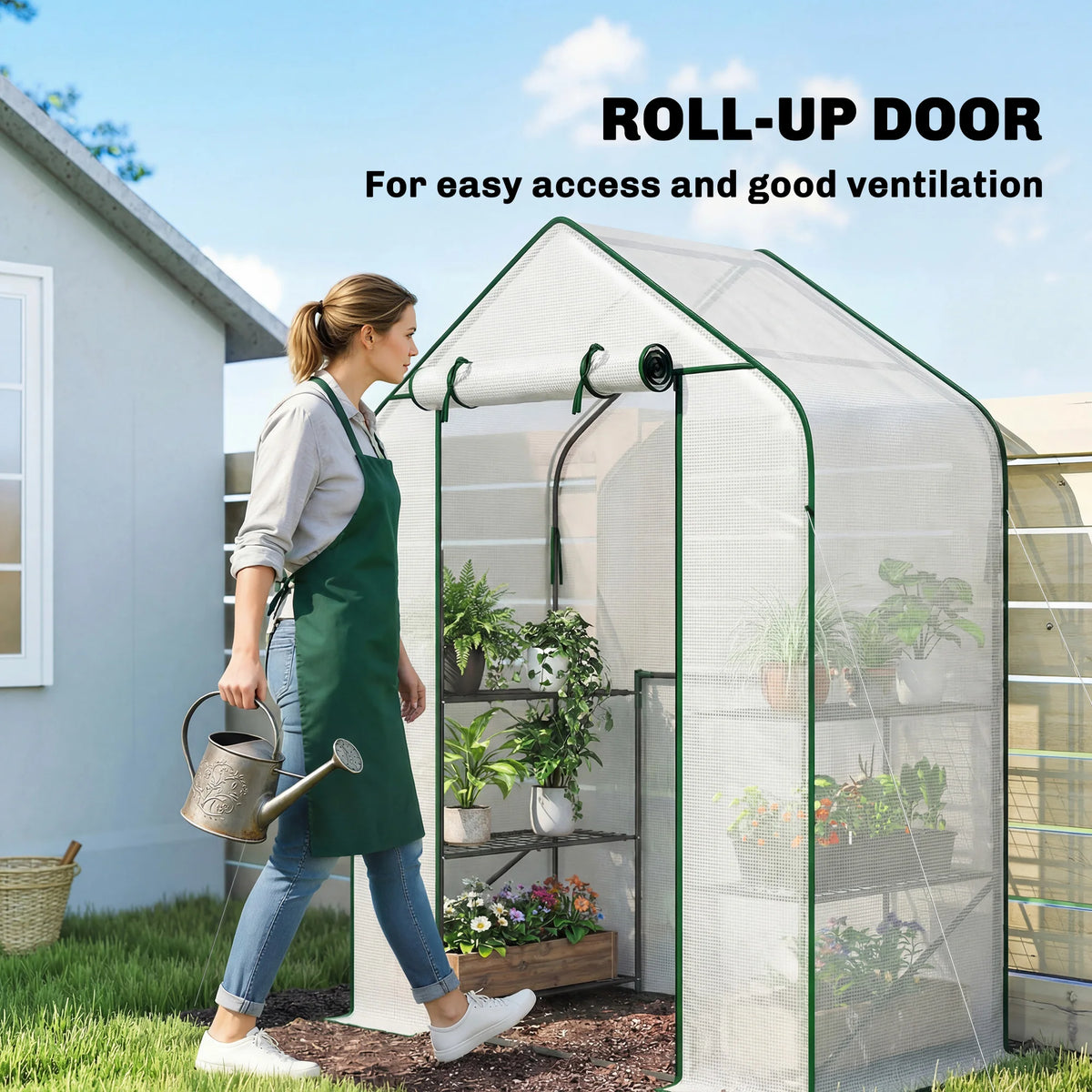 Outsunny Outdoor Greenhouse With Multi Tier Storage Shelves