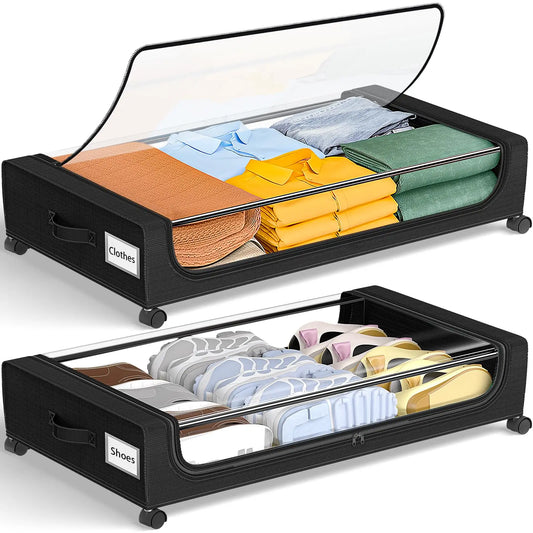 Durable Metal Under Bed Storage Bins With Rolling Wheels