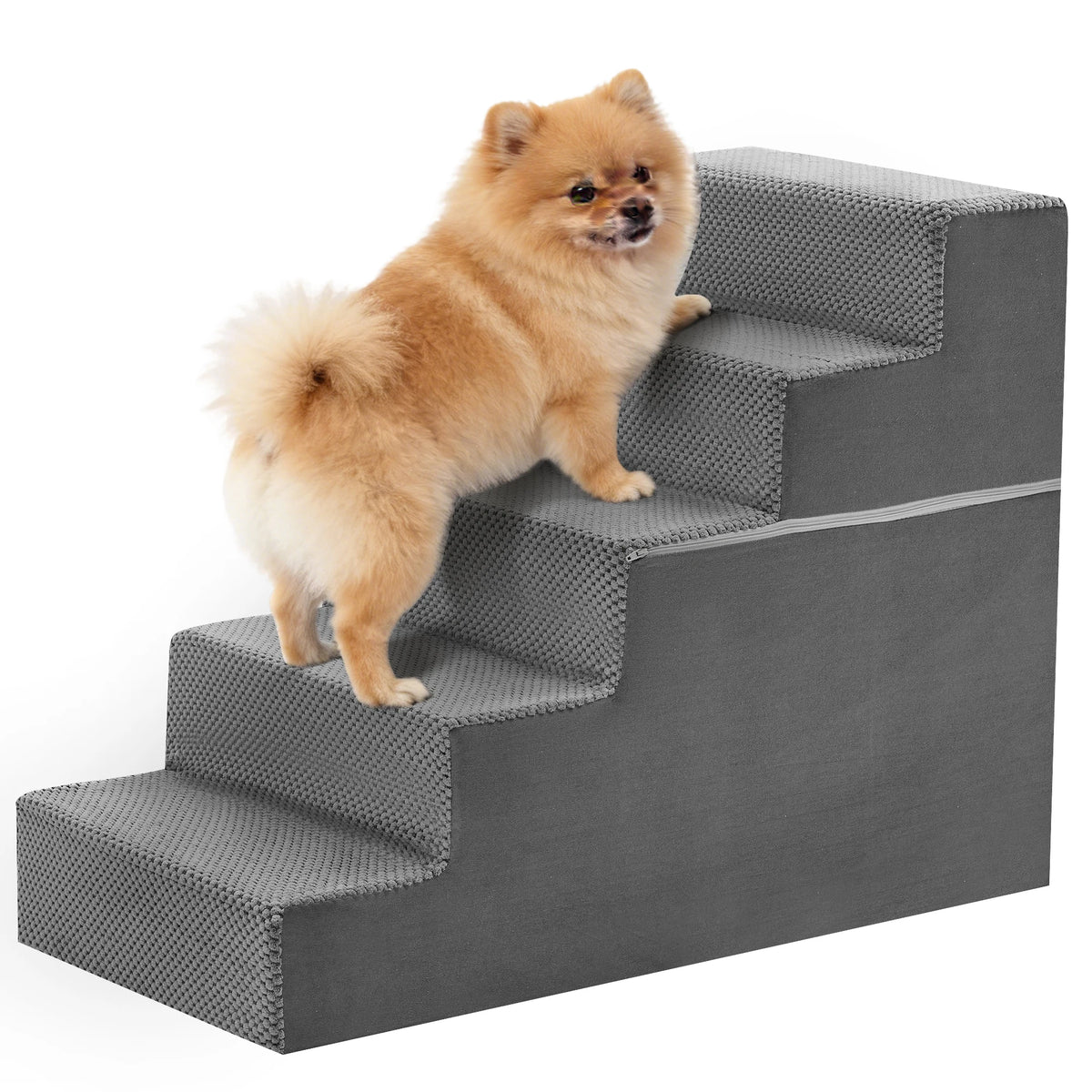 Non Slip Foam Dog Stair Ramp With Curved Indoor Steps