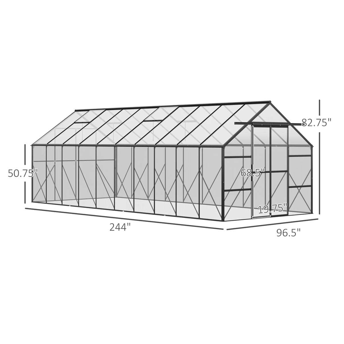 Outsunny Polycarbonate Garden Greenhouse Kit With Sliding Door
