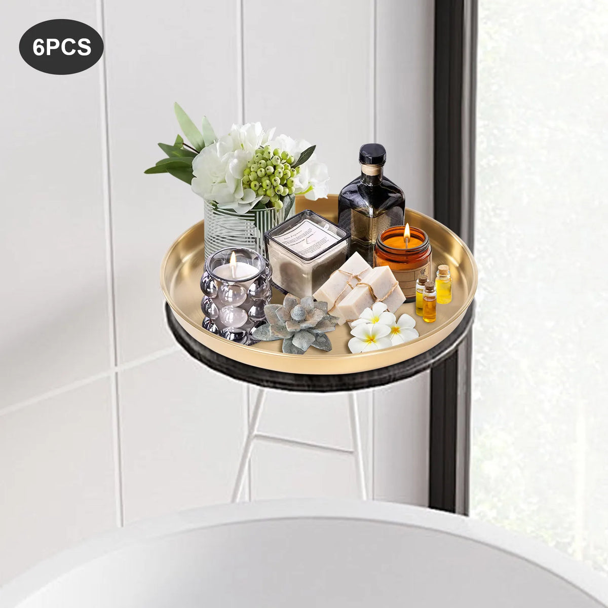 Bymaocar Round Stainless Steel Serving Trays For Home Decor