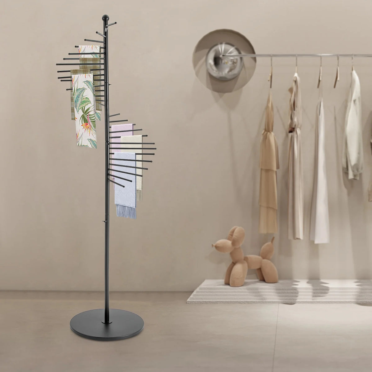 Freestanding Spiral Iron Scarf Display Rack Floor Standing Organizer