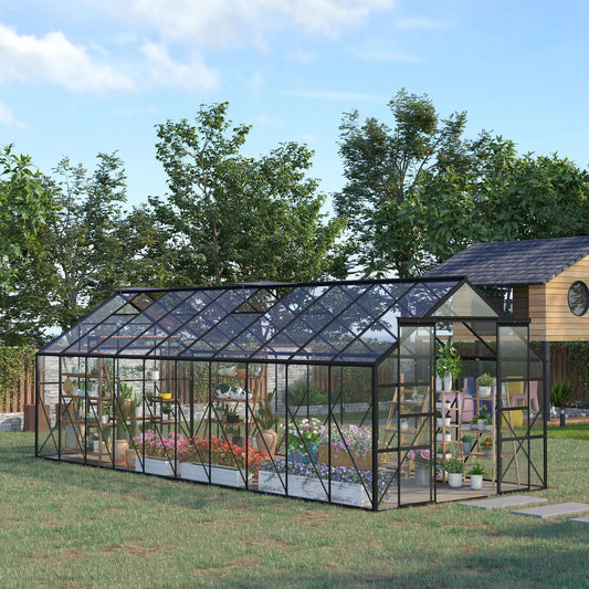 Outsunny Polycarbonate Garden Greenhouse Kit With Sliding Door