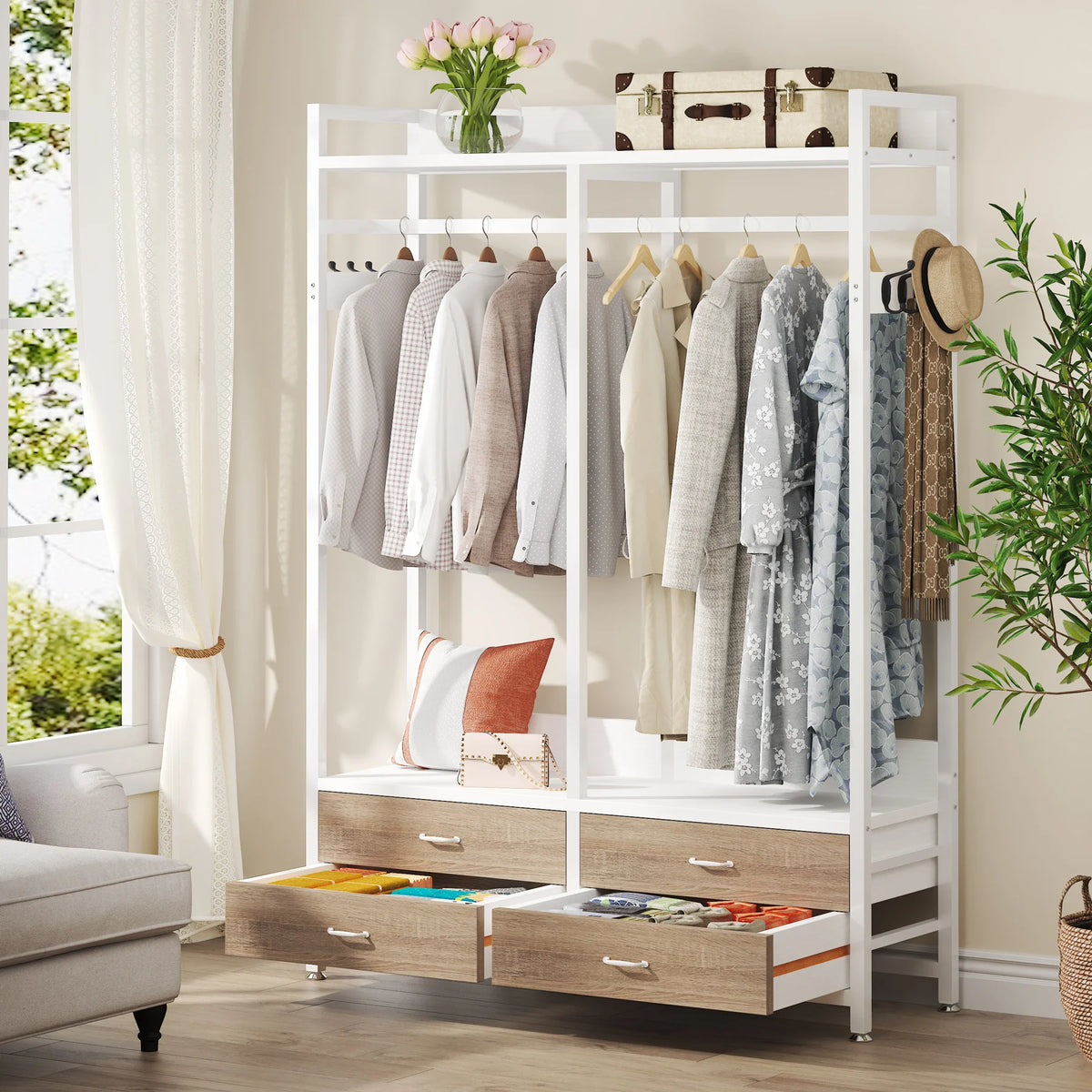 Tribesigns Heavy Duty Freestanding Closet Organizer With Drawers And Shelves