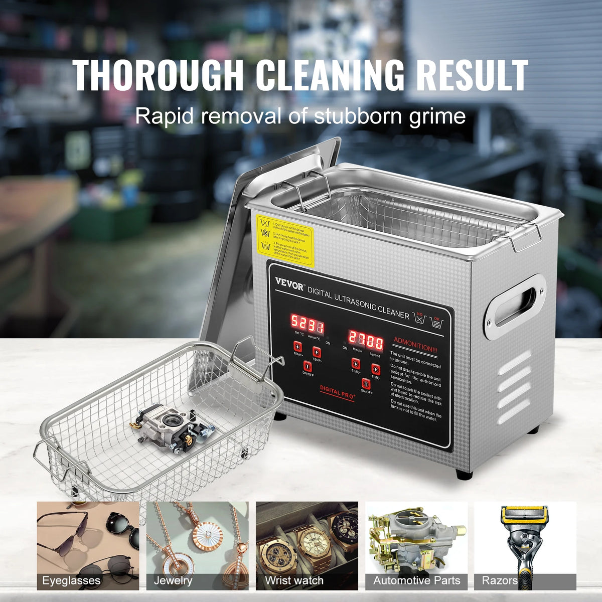 SucceBuy Stainless Steel Ultrasonic Cleaner With Digital Display