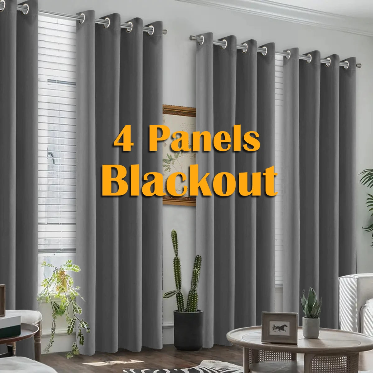Heat Insulated Blackout Grommet Polyester Curtain Set