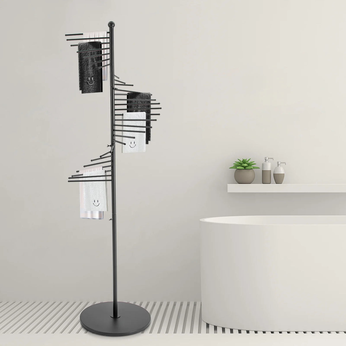 Freestanding Spiral Iron Scarf Display Rack Floor Standing Organizer