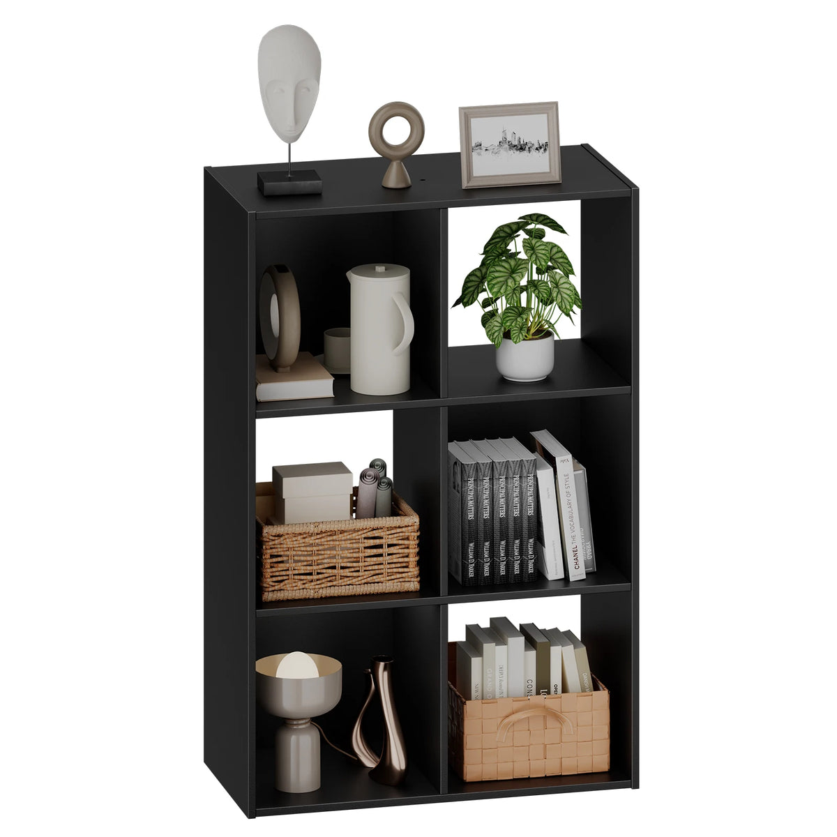 MCQ 6-Tier Wooden Bookcase With Removable Panels For Living Room