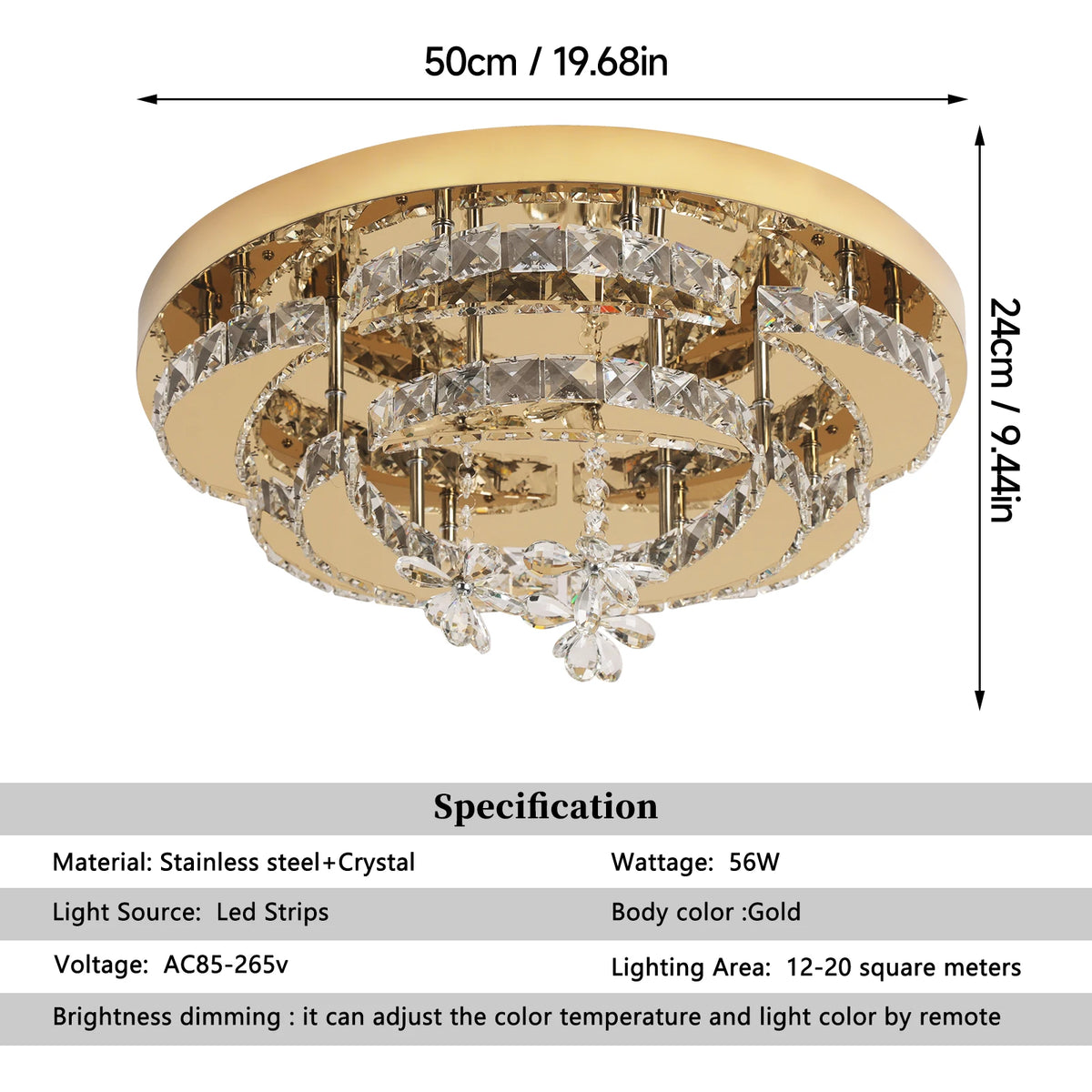 Vetrulus Modern K9 Crystal LED Chandelier For Living And Dining
