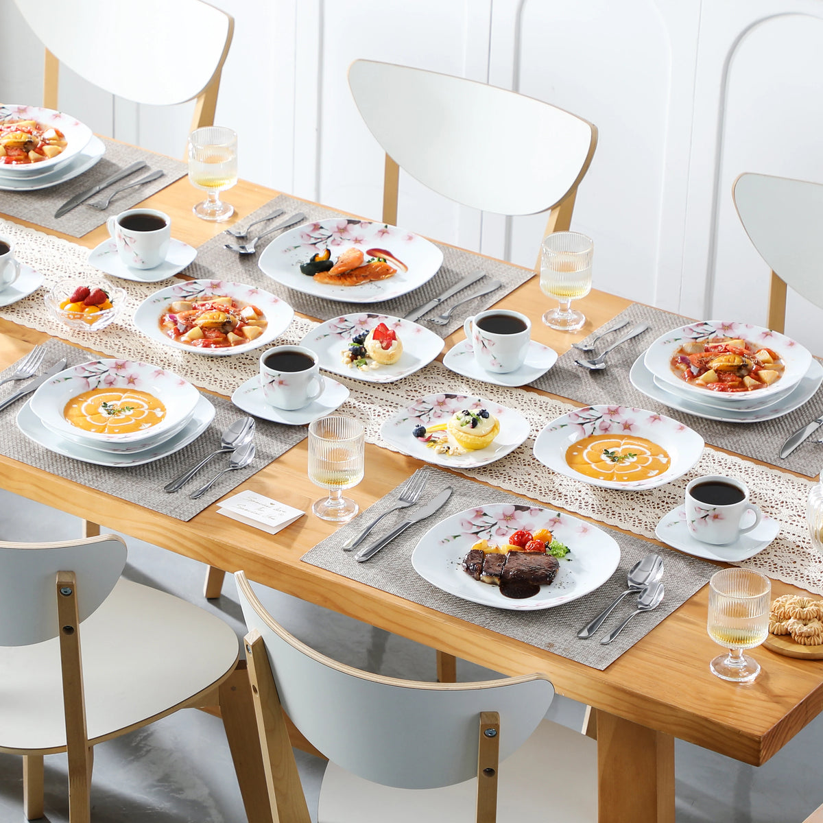 Malacasa Porcelain Floral Dinnerware Set For Elegant Dining