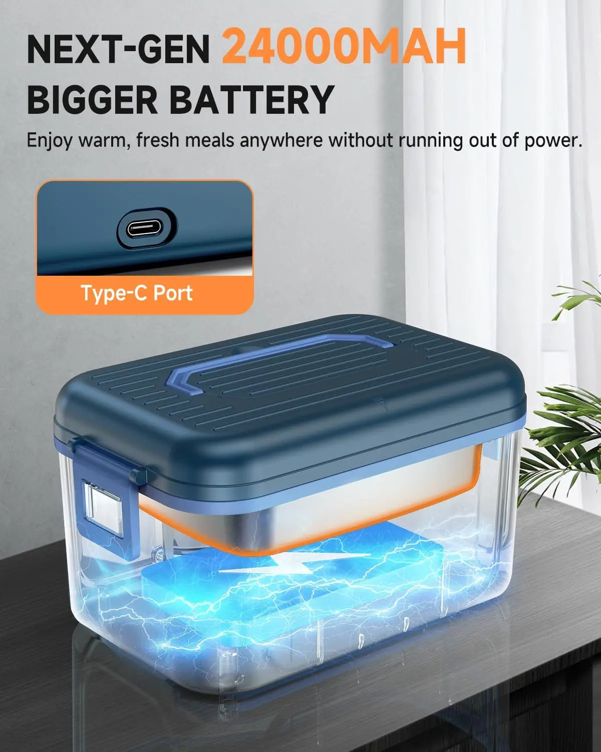 Cordless Electric Heated Lunch Box With Portable Rechargeable Battery