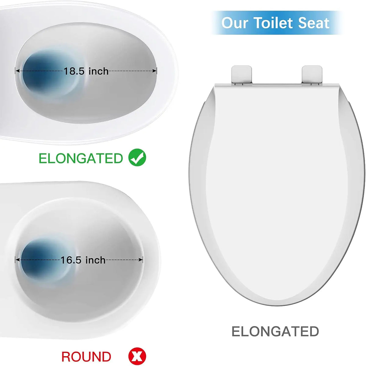 Slow Close Quiet Quick Release Toilet Seat With Durable Thickened Form