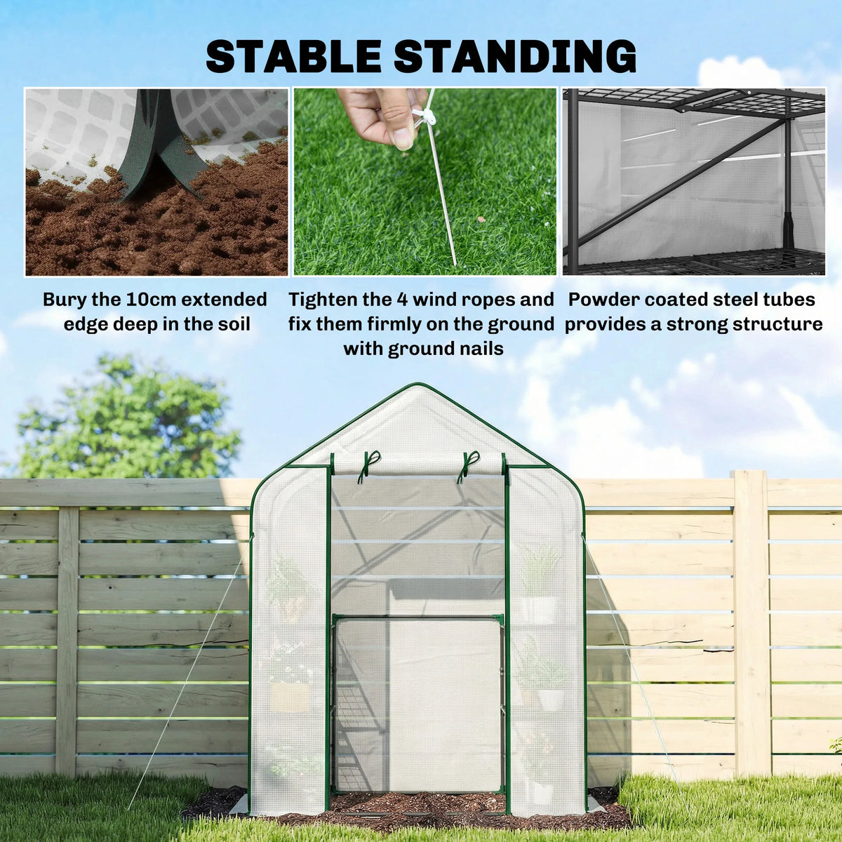 Outsunny Outdoor Greenhouse With Multi Tier Storage Shelves