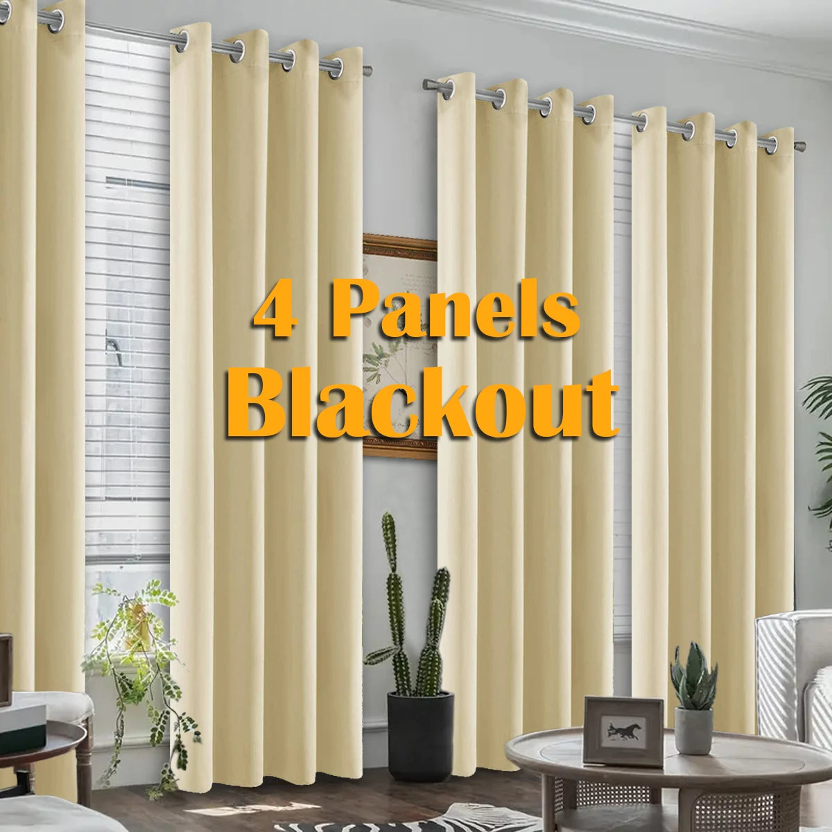 Heat Insulated Blackout Grommet Polyester Curtain Set