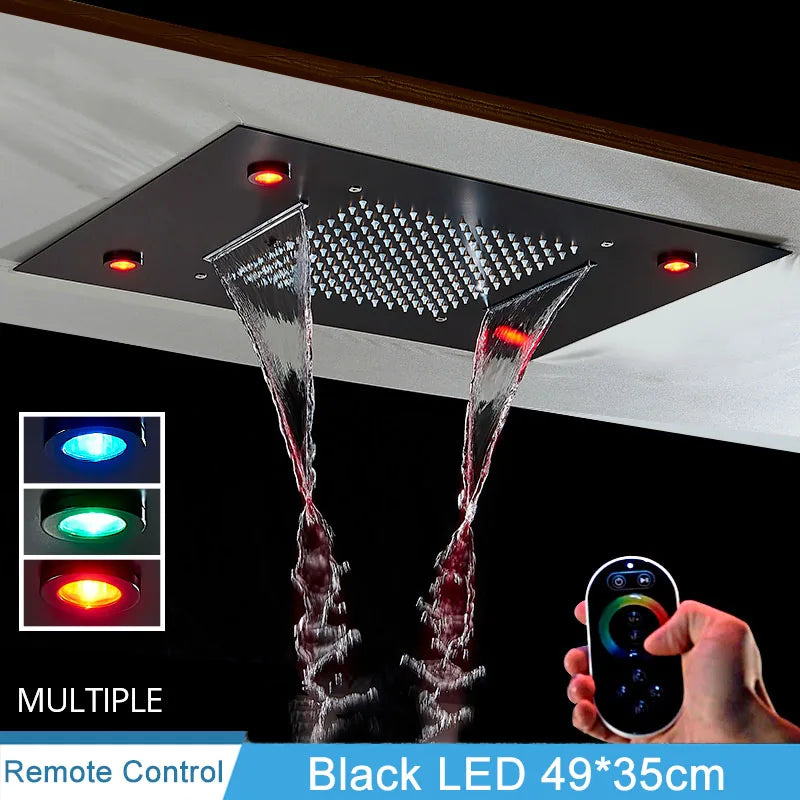 Shinesia Square LED Rainfall Shower Head Color Changing Lights