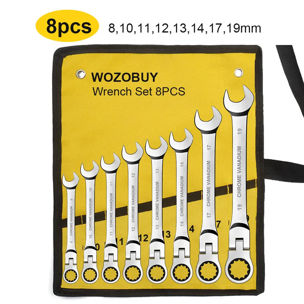 Professional Double End Carbon Steel Ratchet Wrench Set
