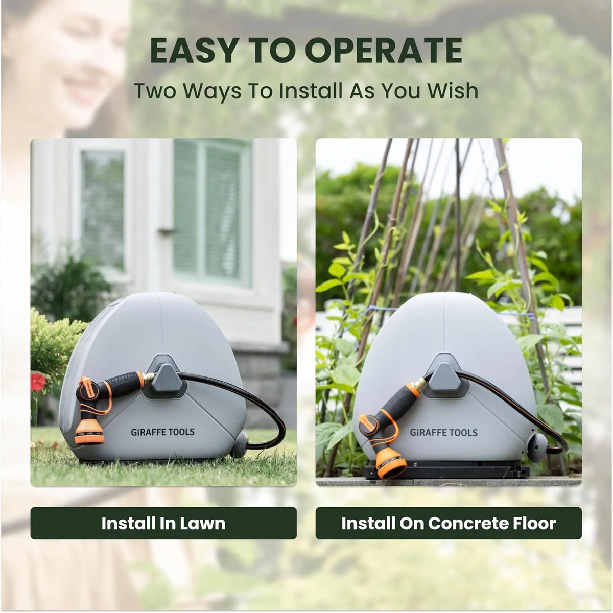 Giraffe Tools Heavy Duty Automatic Rewind Garden Hose Reel