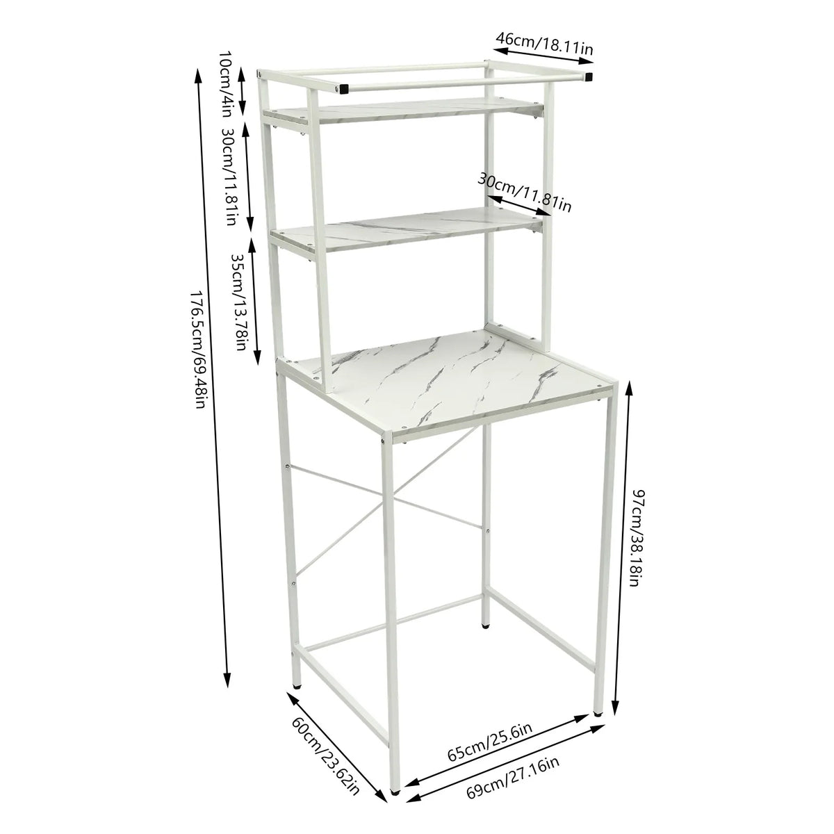 Three Tier Over Washer And Dryer Multi Shelf Storage Rack