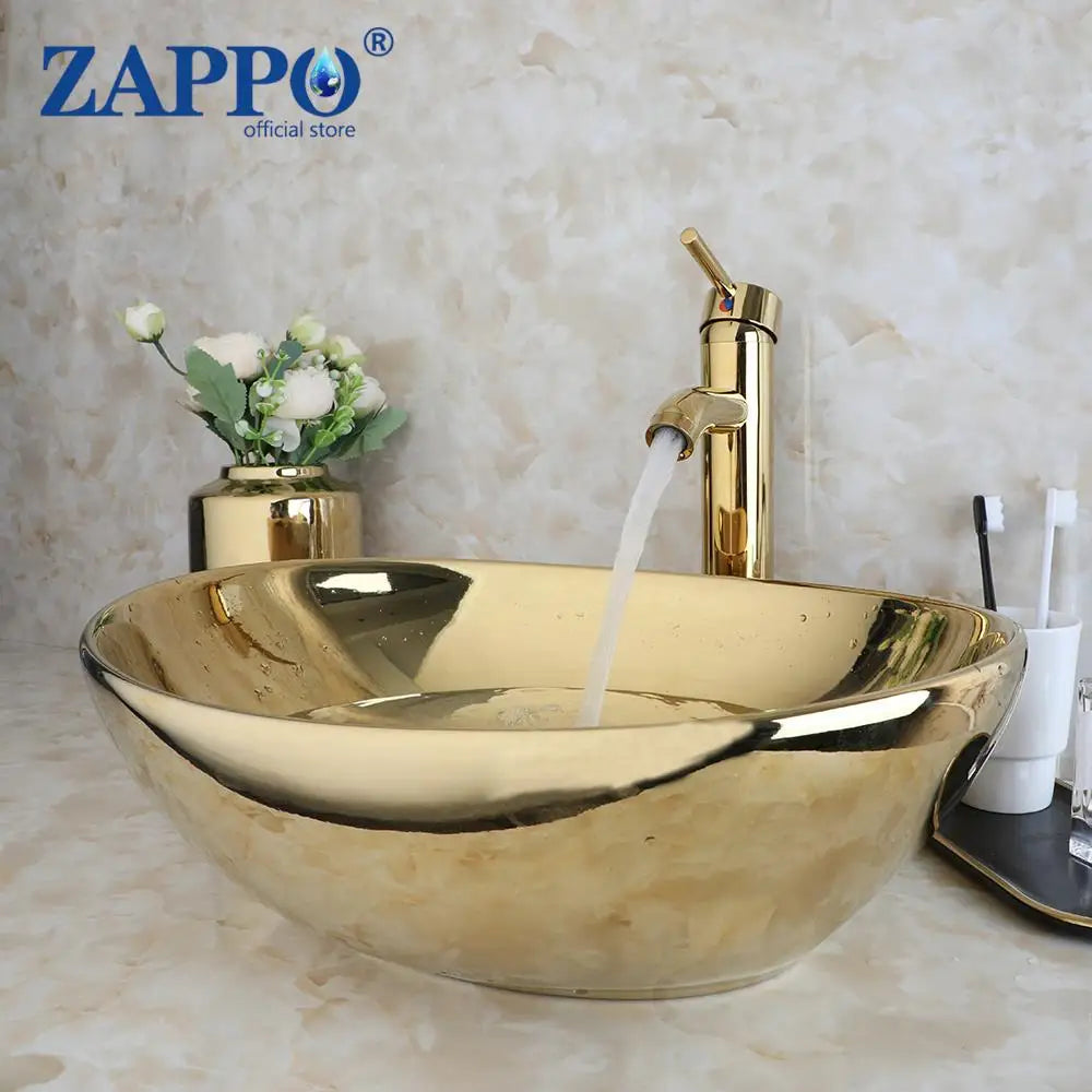 Kemaidi Ceramic Vessel Bathroom Sink With Faucet Set