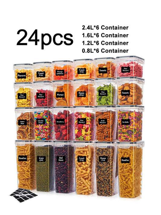 Airtight Food Containers With Labels For Grain Spice Organization Set