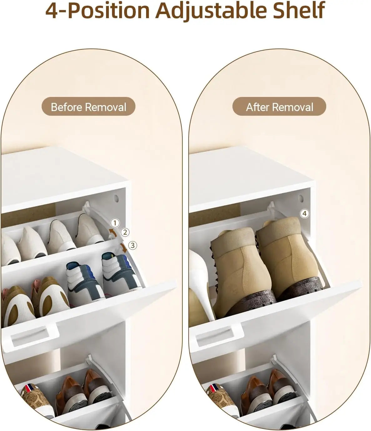 Freestanding Wooden Shoe Storage Cabinet With Flip Drawers