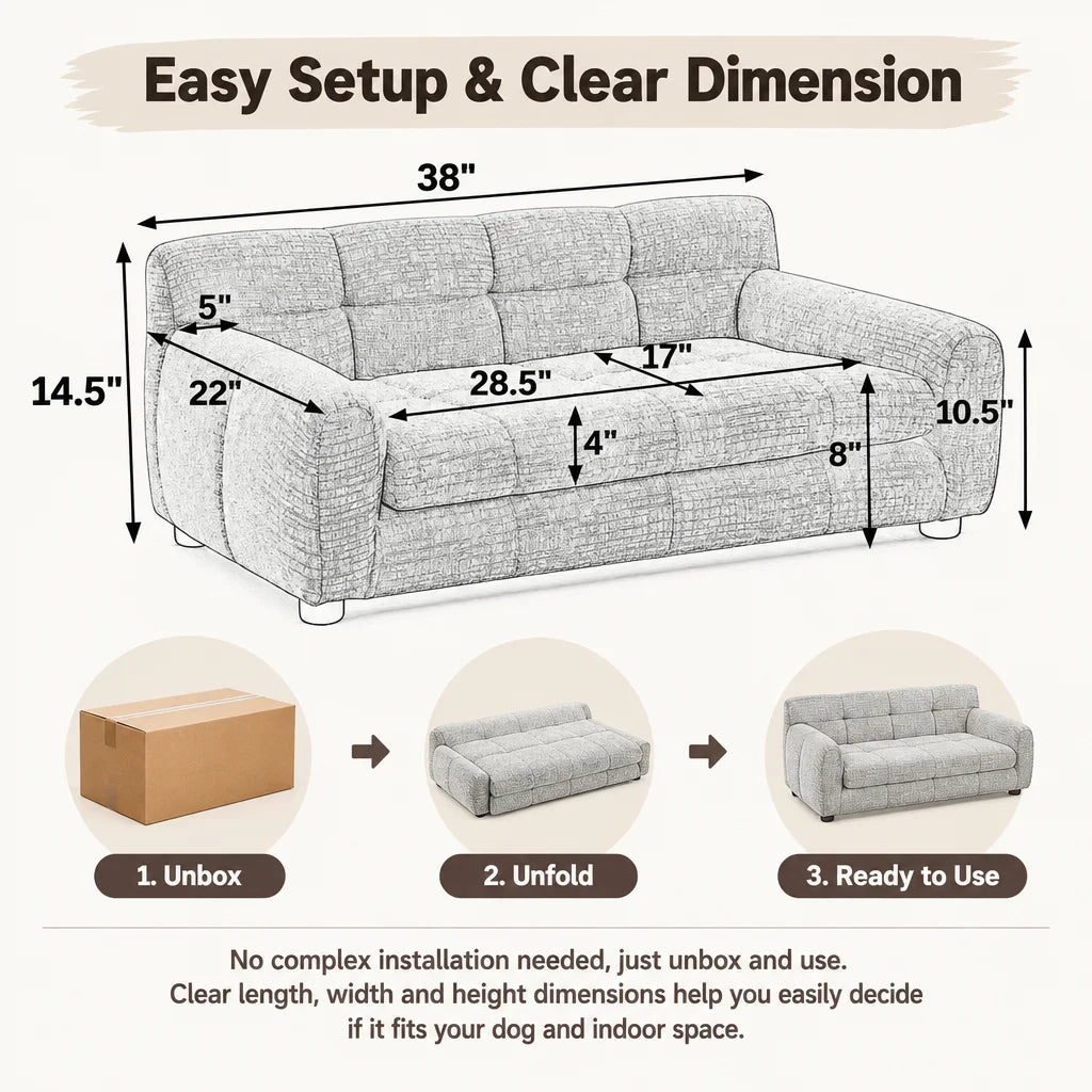 Modern Comfortable Dog Recliner Sofa With Backrest And Armrests