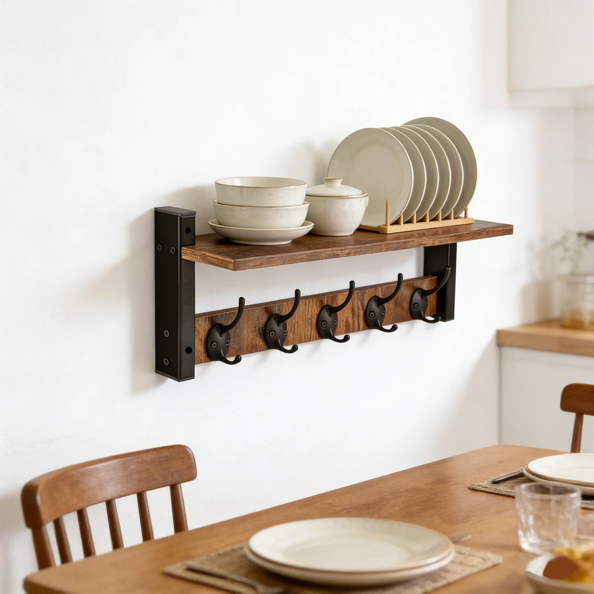Wall Mounted Storage Rack With Mounting Hardware For Home Organization
