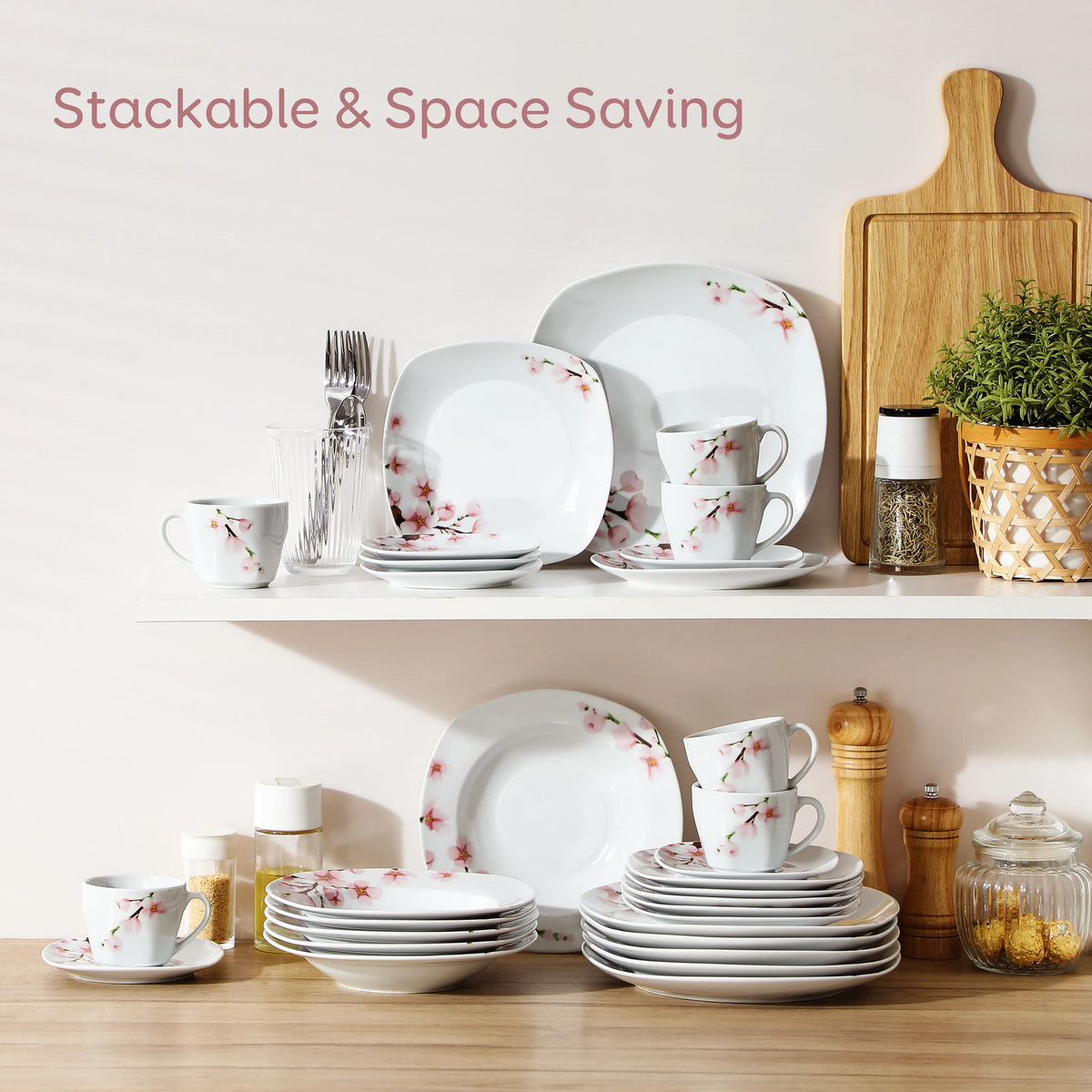 Malacasa Porcelain Floral Dinnerware Set For Elegant Dining