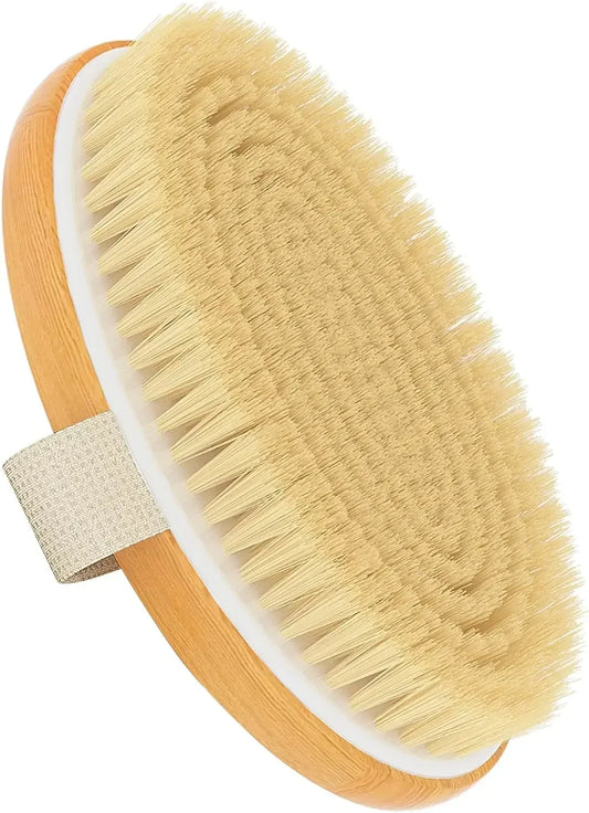 Natural Bristle Exfoliating Body Brush For Dry Skin Care