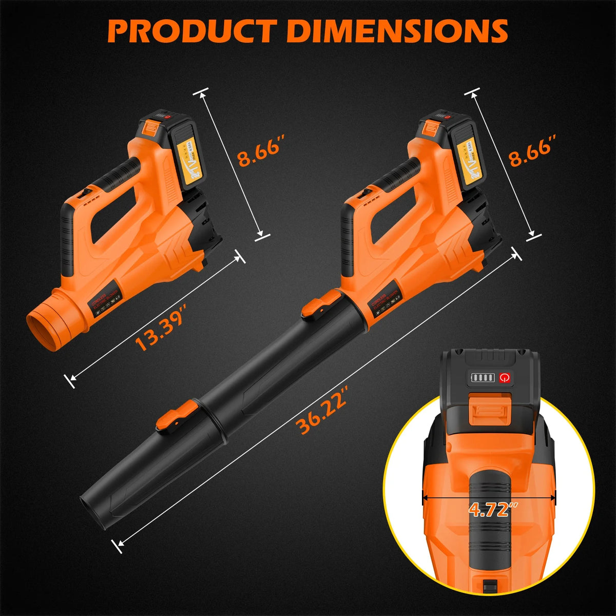 Cordless Electric Leaf Blower With Brushless Motor And Dual Batteries
