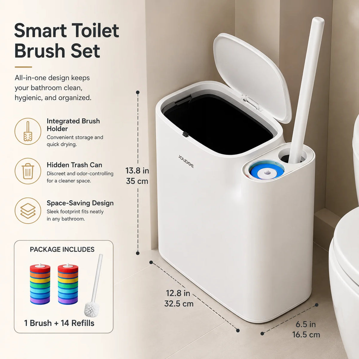 Joybos Bathroom Trash Can With Disinfecting Brush Set