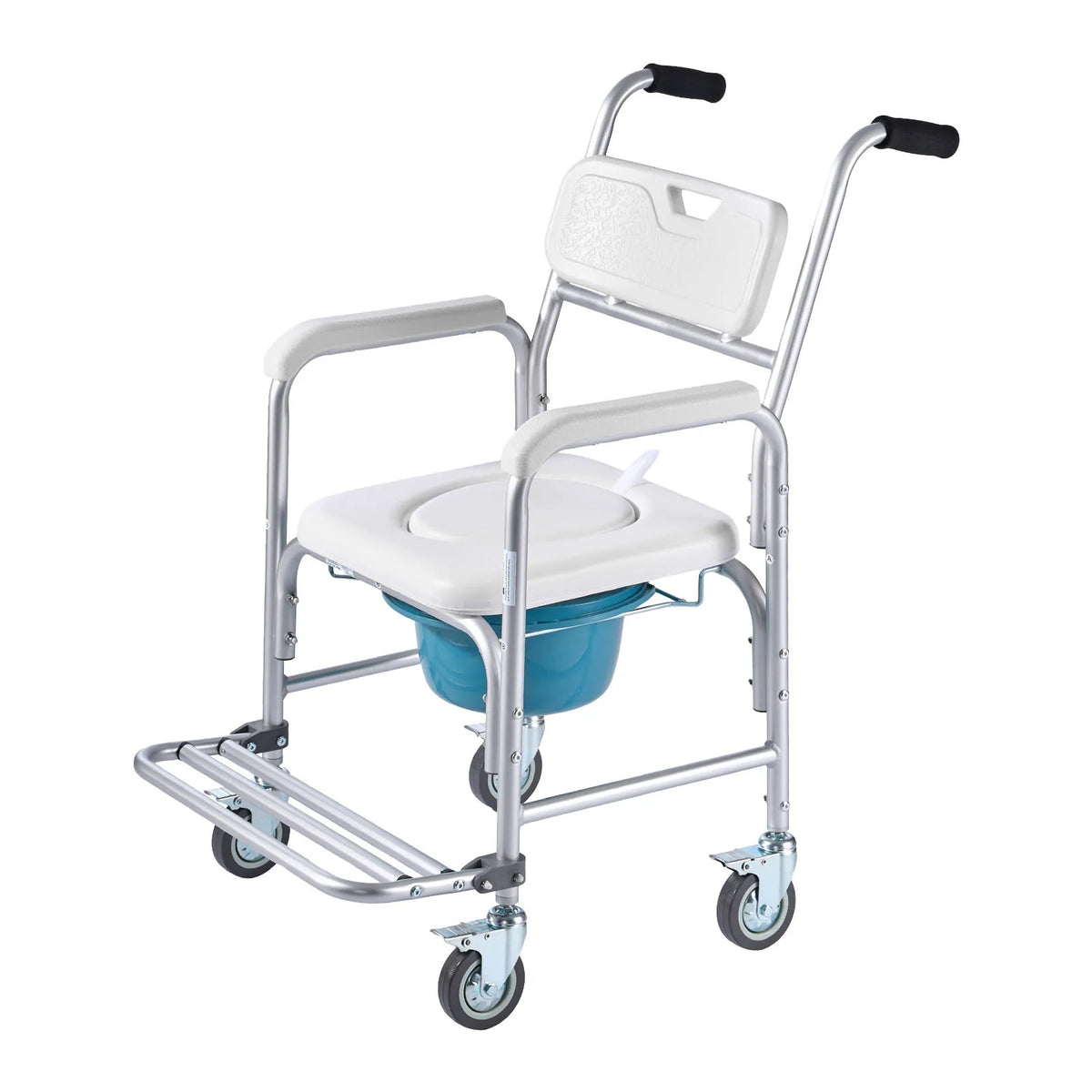 SucceBuy Portable Bedside Commode Chair With Padded Seat And Backrest