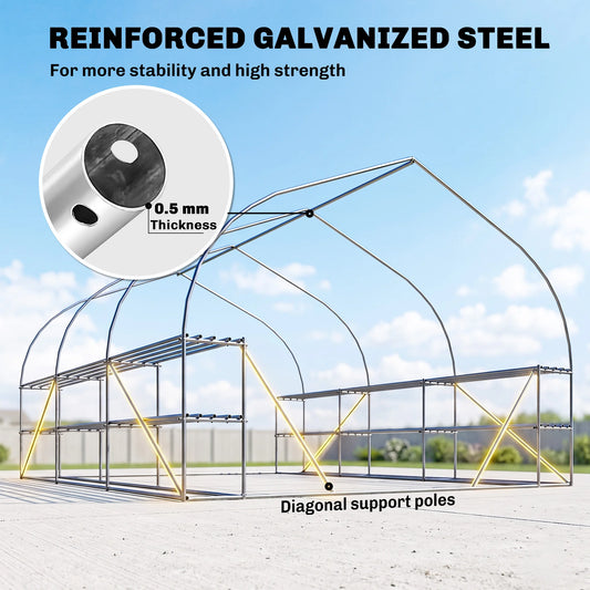 Outsunny Walk In Tunnel Greenhouse Portable Outdoor Garden Hoop House