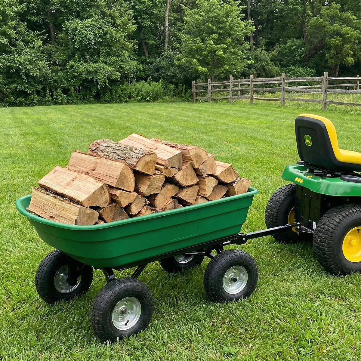 HiMISS Heavy Duty 4 Wheel Garden Dump Cart Poly Bed