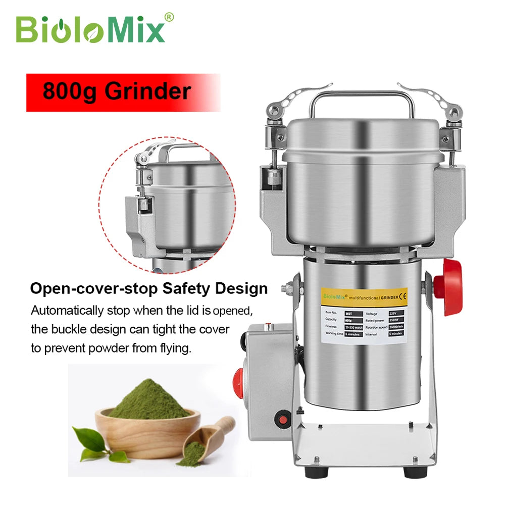 BioloMix Electric Stainless Steel Coffee Grain Spice Dry Food Grinder