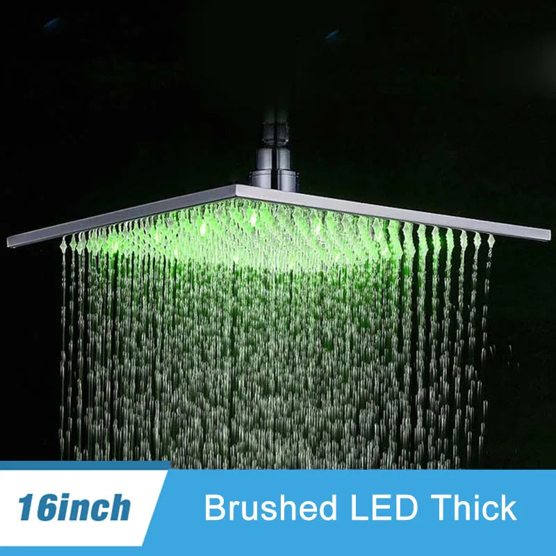 Shinesia Square LED Rainfall Shower Head Color Changing Lights