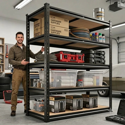 Heavy Duty Metal Storage Rack With Adjustable Utility Shelving System