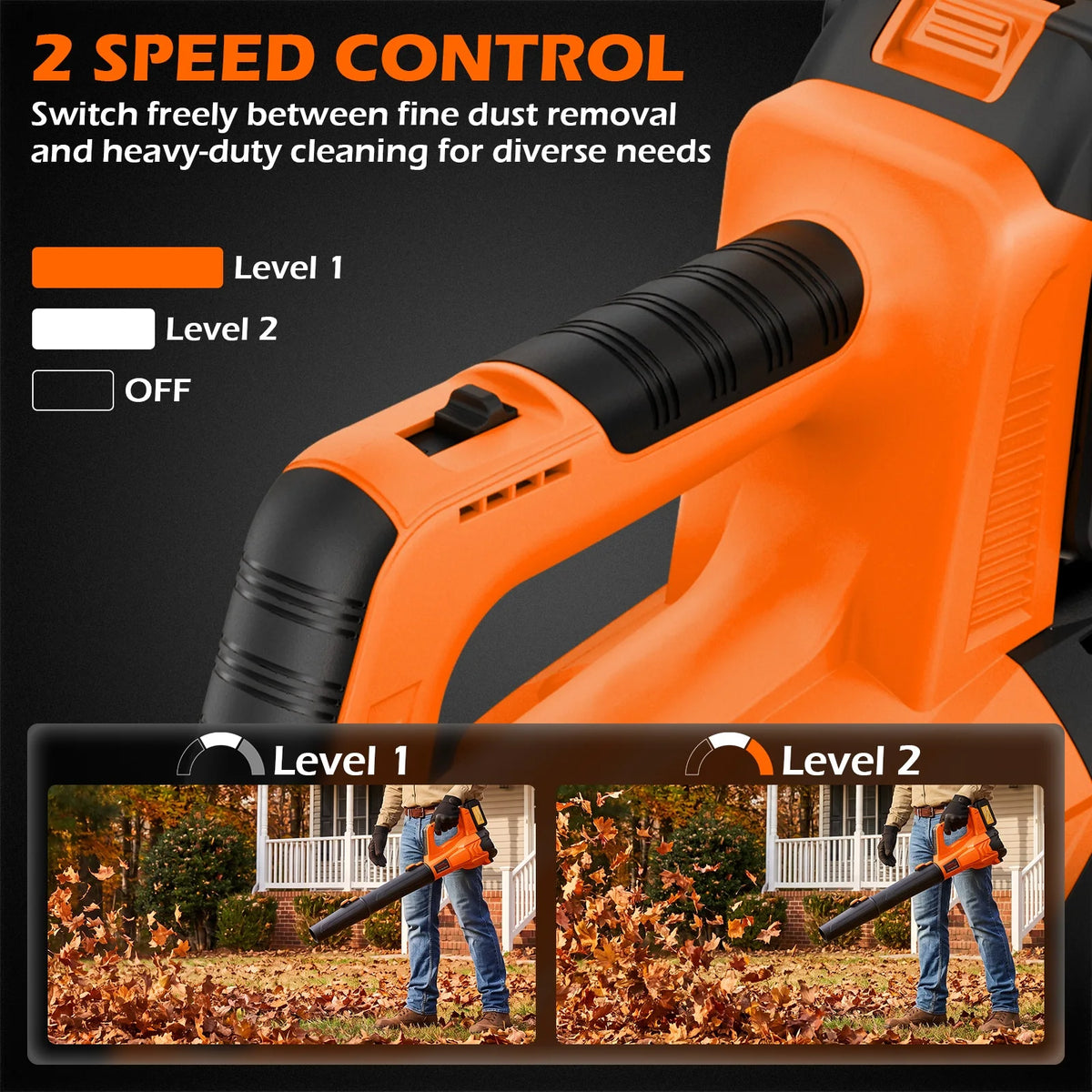 Cordless Electric Leaf Blower With Brushless Motor And Dual Batteries