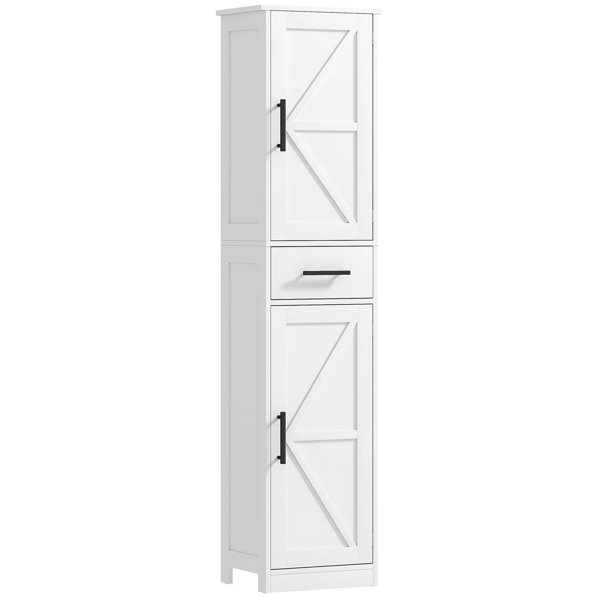 HOMCOM Farmhouse Narrow Bathroom Storage Cabinet With Drawer
