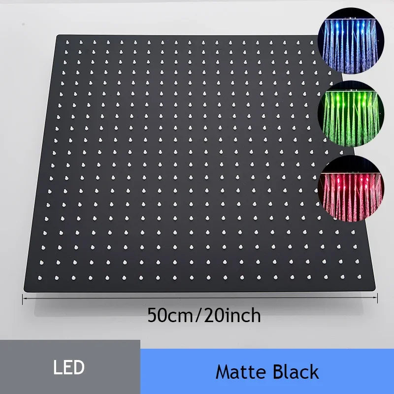 Shinesia Square LED Rainfall Shower Head Color Changing Lights
