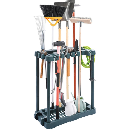 SucceBuy 10 Slot Garden Tool Tower Storage Rack For Brooms