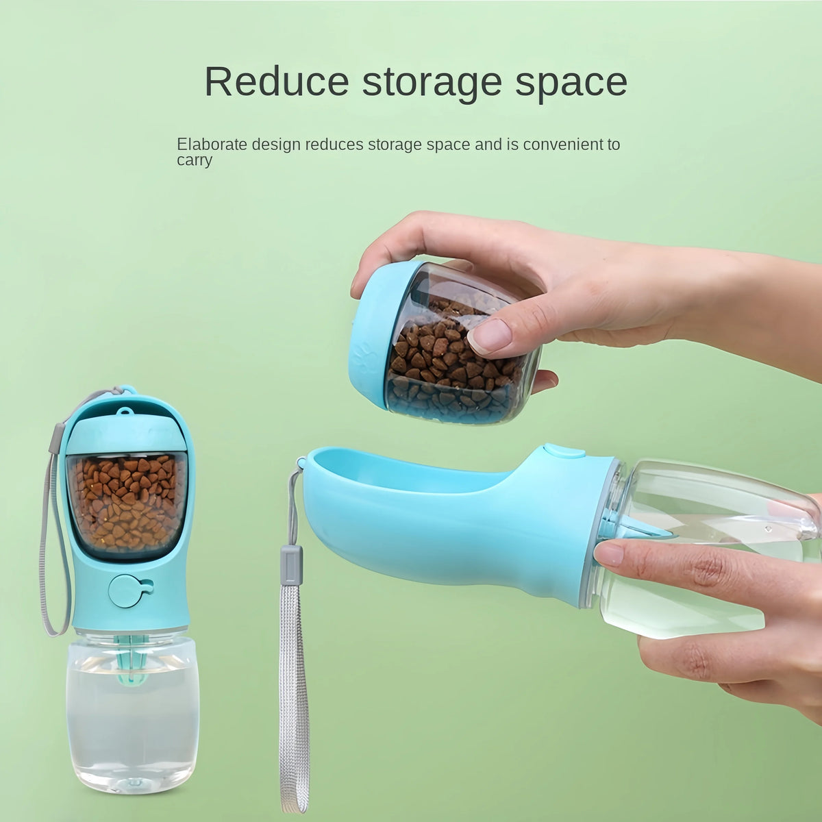 Portable Pet Water Bottle With Food Storage And Travel Bowl