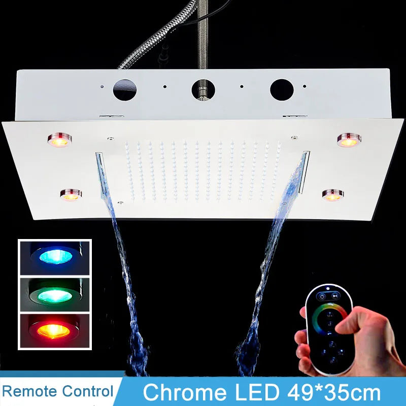 Shinesia Square LED Rainfall Shower Head Color Changing Lights