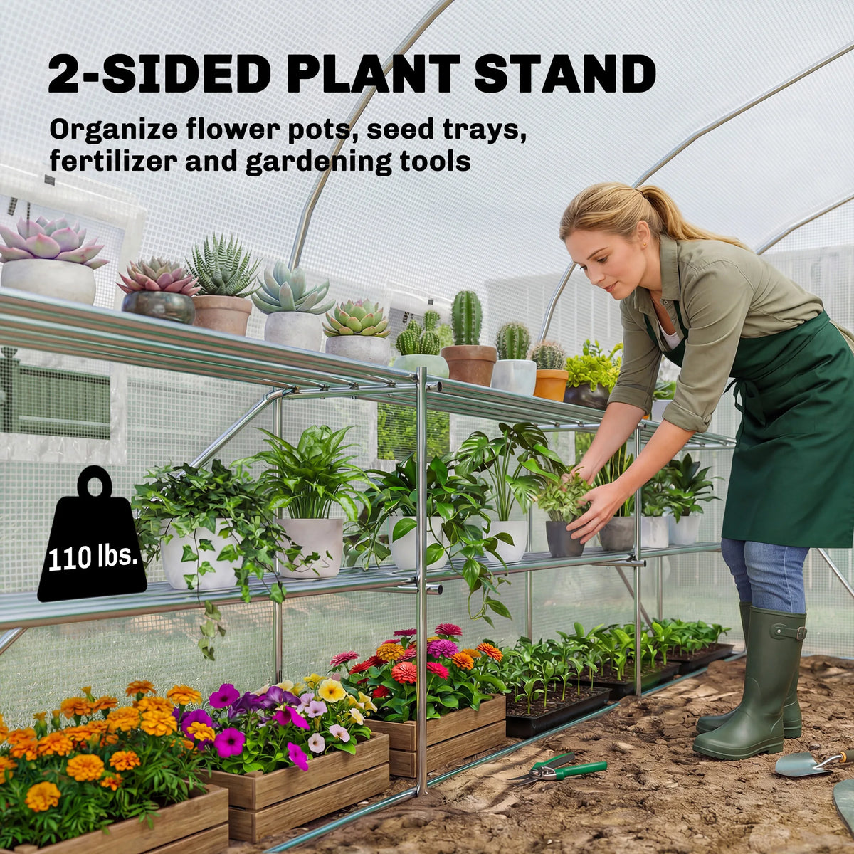Outsunny Walk In Tunnel Greenhouse Portable Outdoor Garden Hoop House