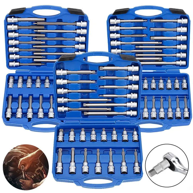 Extended External Torx Socket Sleeve Set With Wrench Handle