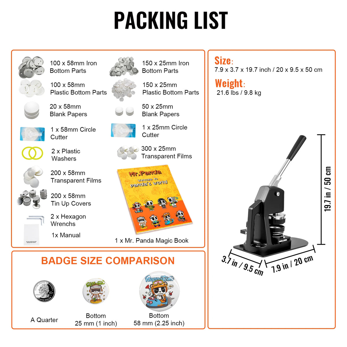 SucceBuy Manual Badge Maker Machine With Aluminum Die Sets