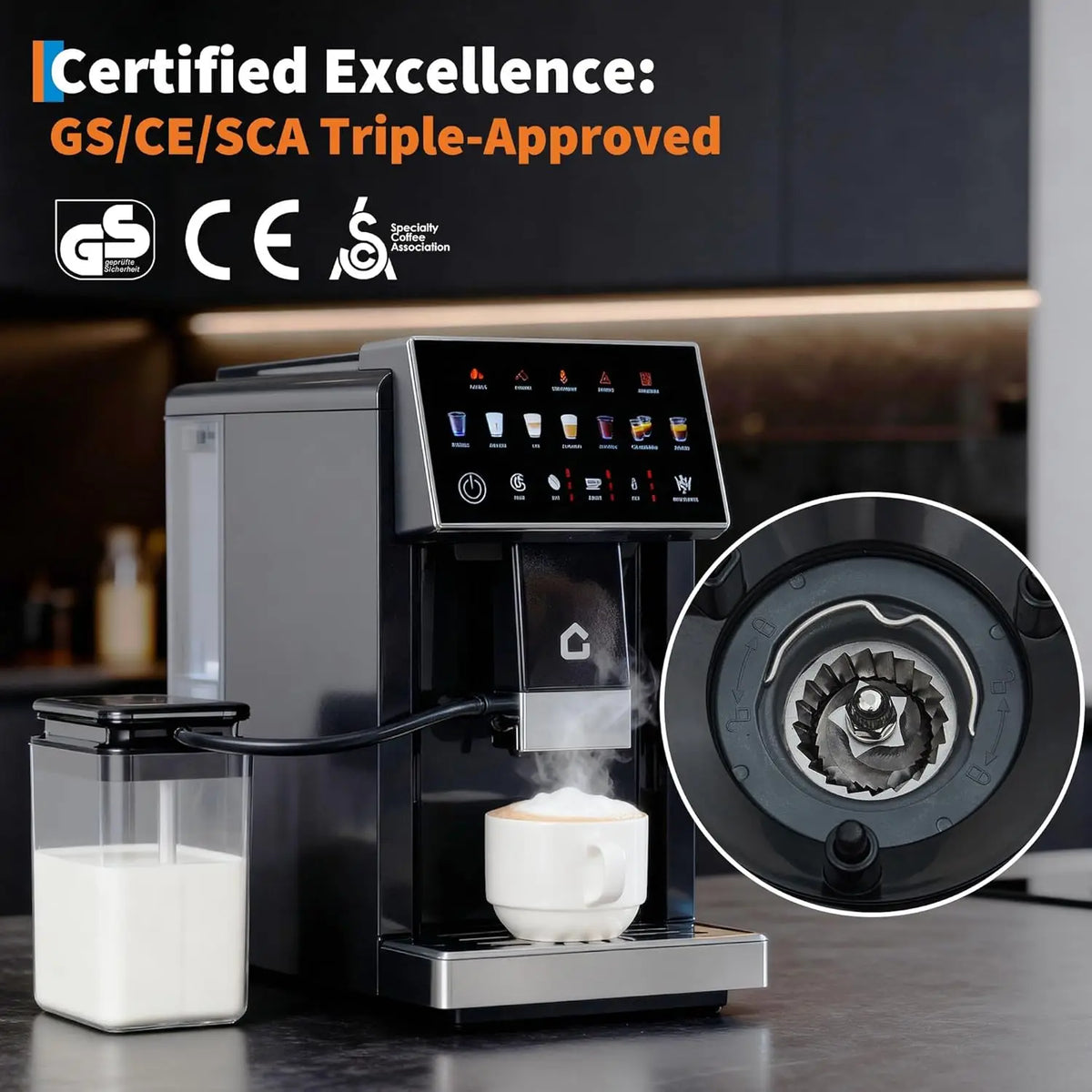 Acekool Automatic Espresso Maker With Grinder And Milk Frother