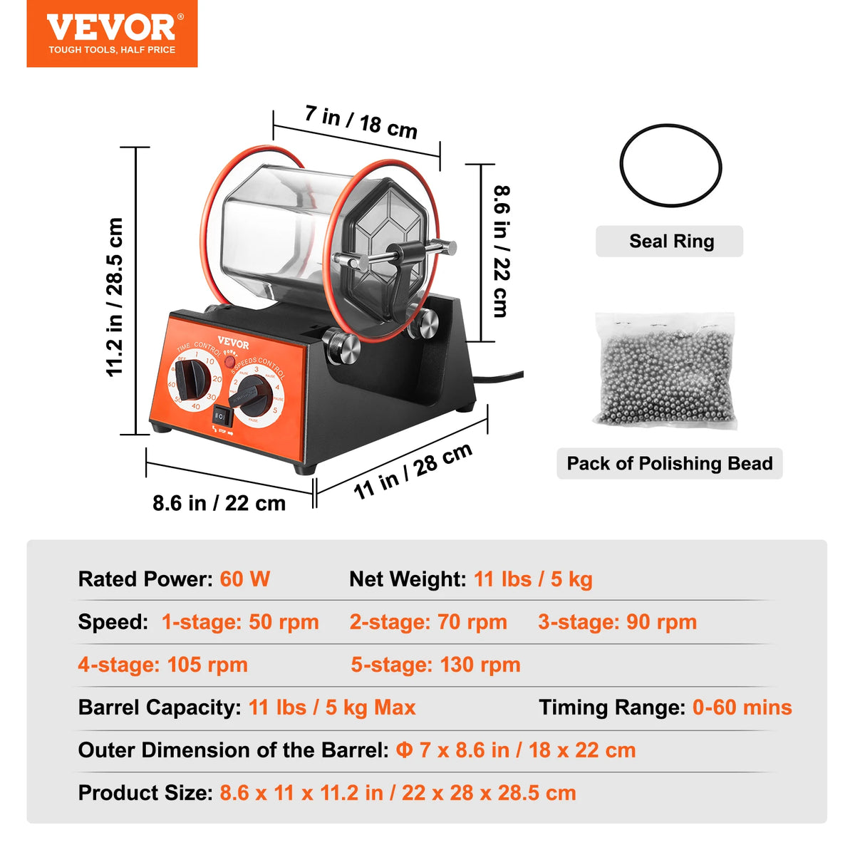 Succebuy Rotary Tumbler Jewelry Drum Polishing Machine