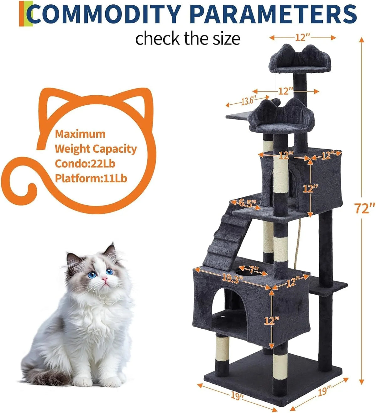 HOSSLLY Multi Level Cat Tree Tower With Scratching Posts Hammock